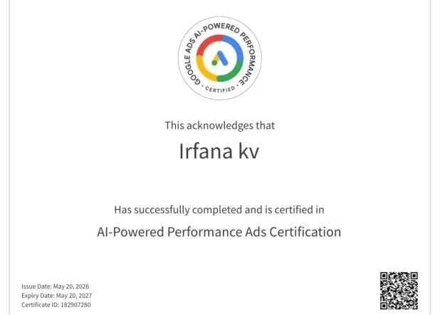 AI-Powered Performance Ads Certification for freelance digital marketing expert in Abu Dhabi.