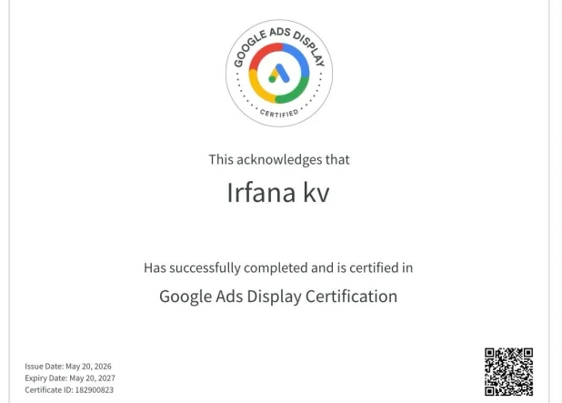 Google Ads Display certification for freelance digital marketing expert in Abu Dhabi